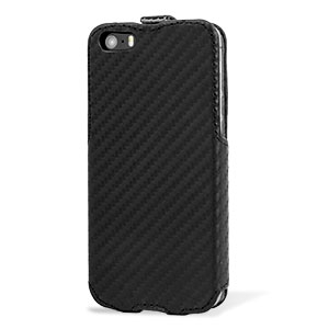 Slimline Leather Style iPhone 5 Flip Case - Black